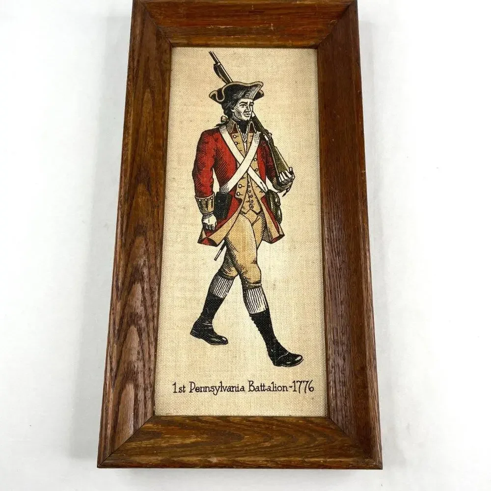 Vintage Framed Linen Art Pennsylvania Battalion 1776
